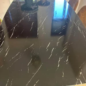 As-New Black Glass Dining Table and Chairs