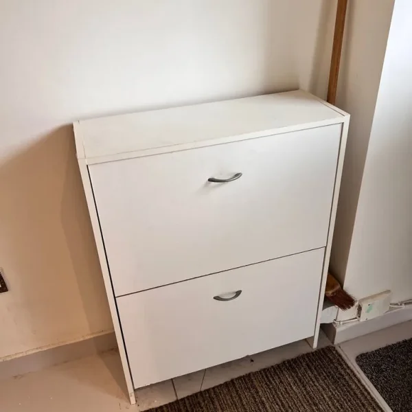 2 Door Shoe Cabinet - White