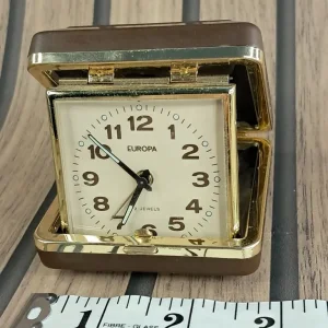 Vintage Brass Europa 2 Jewels Travel Folding Alarm Clock – Germany - Image 2
