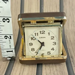 Vintage Brass Europa 2 Jewels Travel Folding Alarm Clock – Germany - Image 3