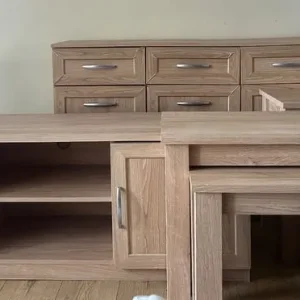 Chest Drawer + TV Unit + TWO Sets of 2 Side Tables (COMPLETE SET)