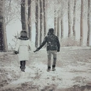 Winter Walk in the Woods – Snow Scene Painting - Image 2