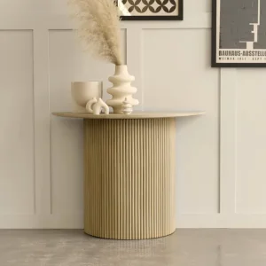 Vaunt Design Baldr Console Table – Semi Circle with Ribbed Wood Details - Image 5