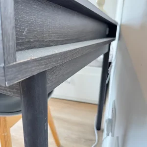 Pavia compact desk, natural rattan, black wood effect by Made - Image 4