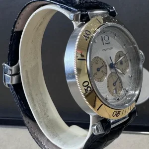 Cartier Pasha Chronograph 18ct Gold Bezel Petina Dial - Image 2