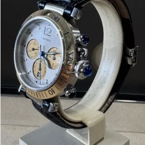 Cartier Pasha Chronograph 18ct Gold Bezel Petina Dial - Image 7