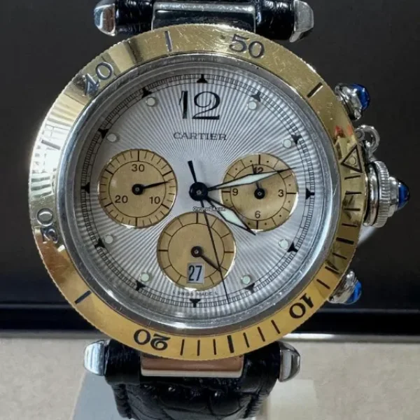 Cartier Pasha Chronograph 18ct Gold Bezel Petina Dial