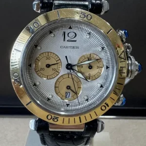 Cartier Pasha Chronograph 18ct Gold Bezel Petina Dial