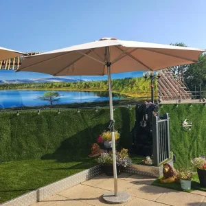 Patio umbrella with marble base