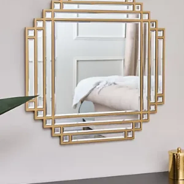 Golden Frame Square Mirror
