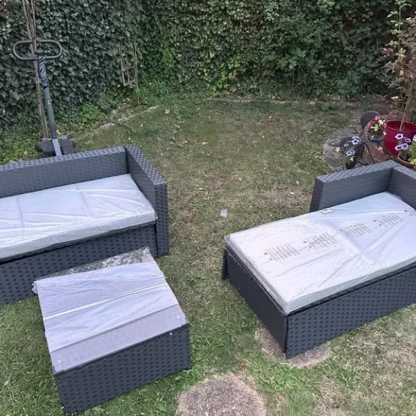 Havana Rattan Corner Chaise Set & Table