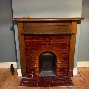 Tall Early 20th Century Original Oak Fireplace Surround