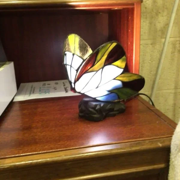 Butterfly shaped Tiffany style lamp