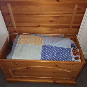 Honey Pine Storage Box with Blanket Function - Image 3