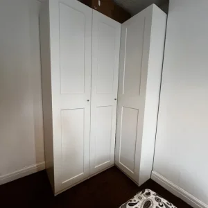 White PAX corner wardrobe