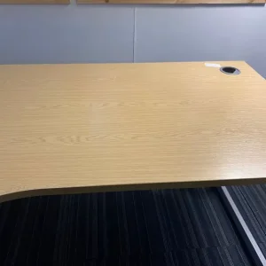 Large L-shaped brown desk with corner storage - Image 7