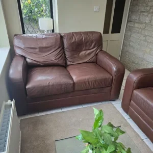 John Lewis matching leather sofas - Image 2