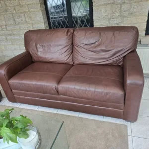 John Lewis matching leather sofas - Image 3