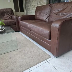 John Lewis matching leather sofas - Image 7