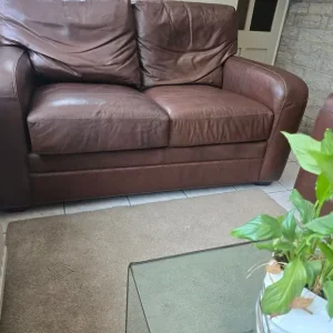 John Lewis matching leather sofas - Image 8