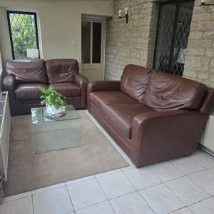 John Lewis matching leather sofas