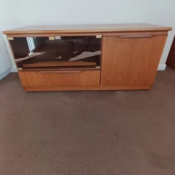 Teak and glass TV unit