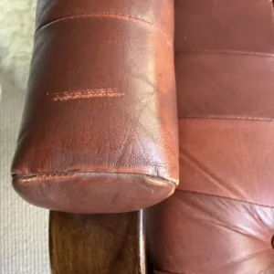 Retro swivel Chestnut Faux Leather Chair - Image 4