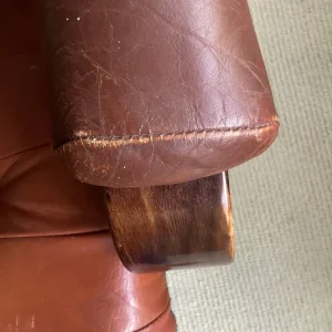 Retro swivel Chestnut Faux Leather Chair - Image 5