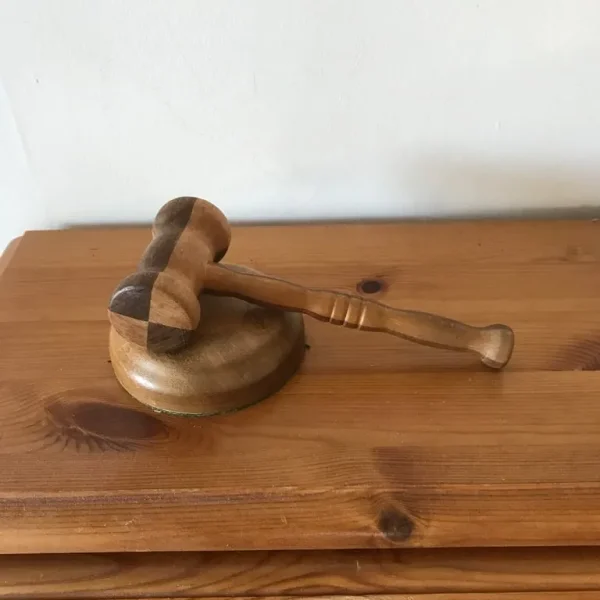 Wooden gavel and block
