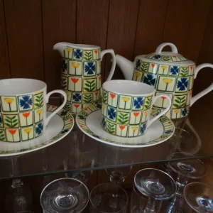 Queens Dee Hardwicke Garden Flowers Green tea set - Image 2