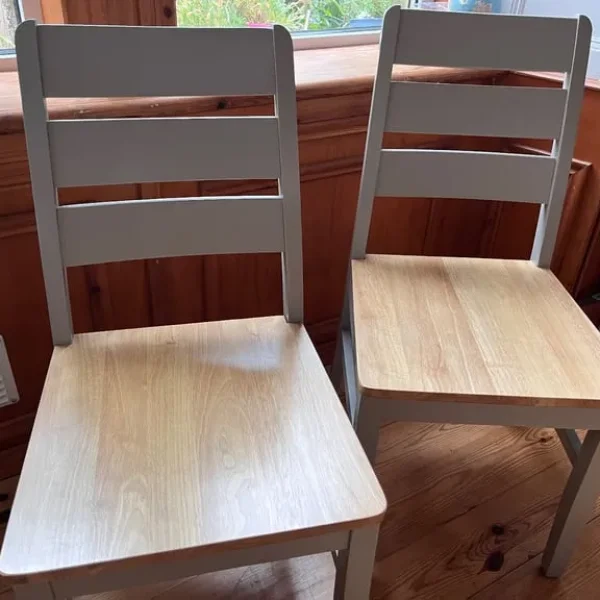 Grey wooden dining chairs