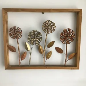 Pair of metal flower art frames - Image 3