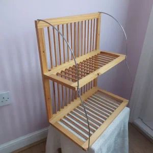 Wooden Wall Two Shelf Plate Rack Stand - Image 2