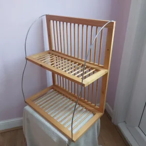 Wooden Wall Two Shelf Plate Rack Stand - Image 4