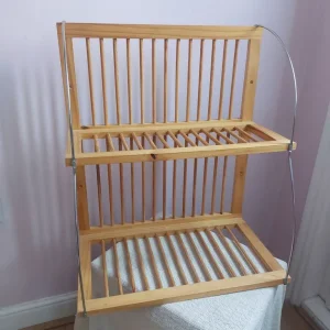 Wooden Wall Two Shelf Plate Rack Stand - Image 6