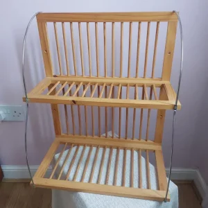 Wooden Wall Two Shelf Plate Rack Stand - Image 7