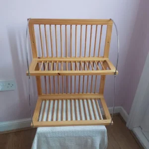 Wooden Wall Two Shelf Plate Rack Stand