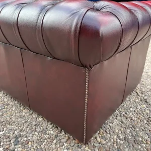 Chesterfield Oxblood Leather 3 Seater Sofa - Image 4
