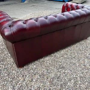 Chesterfield Oxblood Leather 3 Seater Sofa - Image 5
