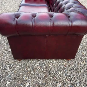 Chesterfield Oxblood Leather 3 Seater Sofa - Image 6