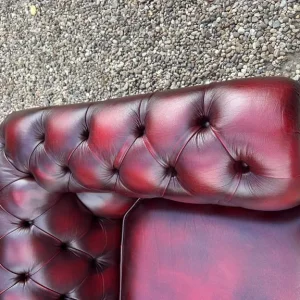 Chesterfield Oxblood Leather 3 Seater Sofa - Image 8