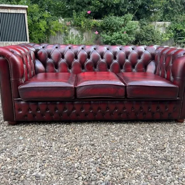 Chesterfield Oxblood Leather 3 Seater Sofa