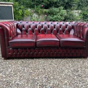 Chesterfield Oxblood Leather 3 Seater Sofa