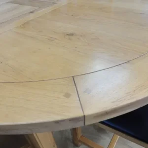 Solid Oak Extending Dining Table with 4 Chairs and Black Pads - Image 4