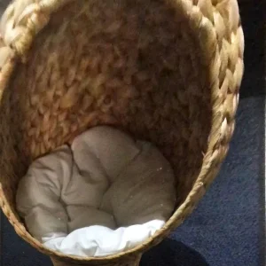 Cat House with Banana Leaf Top and Cylindrical Base - Image 3