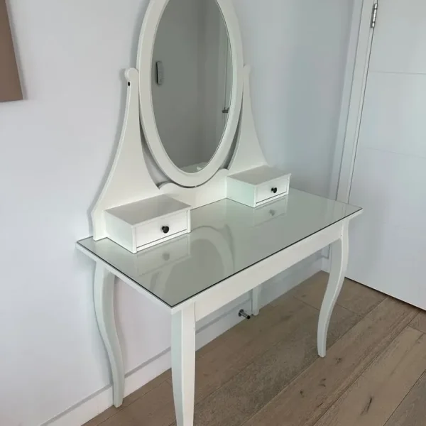 IKEA Hemnes White Dressing Table with Mirror Drawers and Stool Vanity