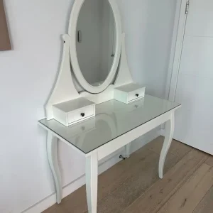 IKEA Hemnes White Dressing Table with Mirror Drawers and Stool Vanity