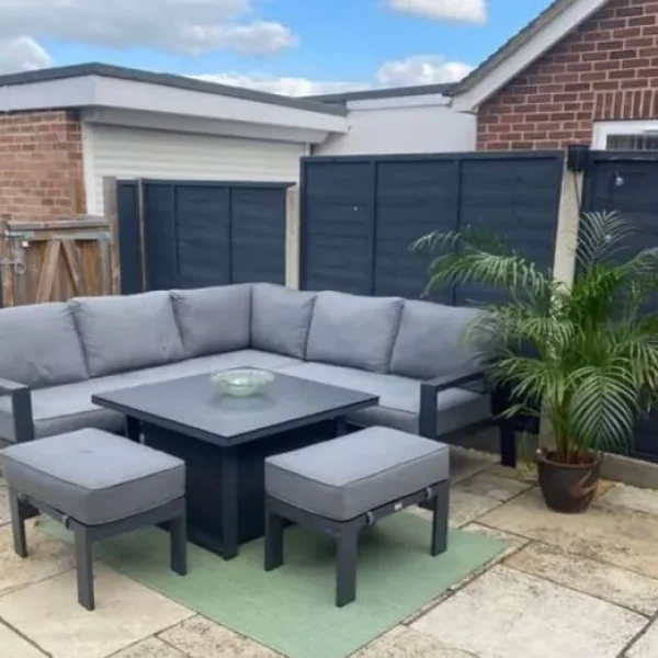 Notcutts 7-seater Florence Mini Modular Set with Square Adjustable Table