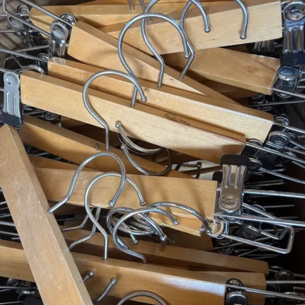 Wooden clippy coat hangers