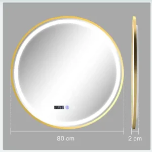 HOMCOM 60cm Round LED Bathroom Mirror with Anti-Fog and Touch Controls - Image 4